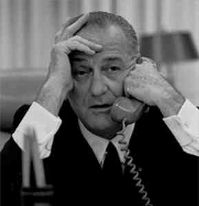 President Johnson deals with a PR disaster.  Source: Marc Johnson- http://manythingsconsidered.com/?p=5768